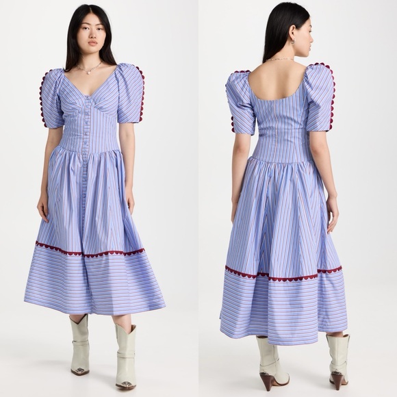 Silvia Tcherassi. Anika Scalloped-Trim Midi Dress. Very good used condition - Picture 4 of 5